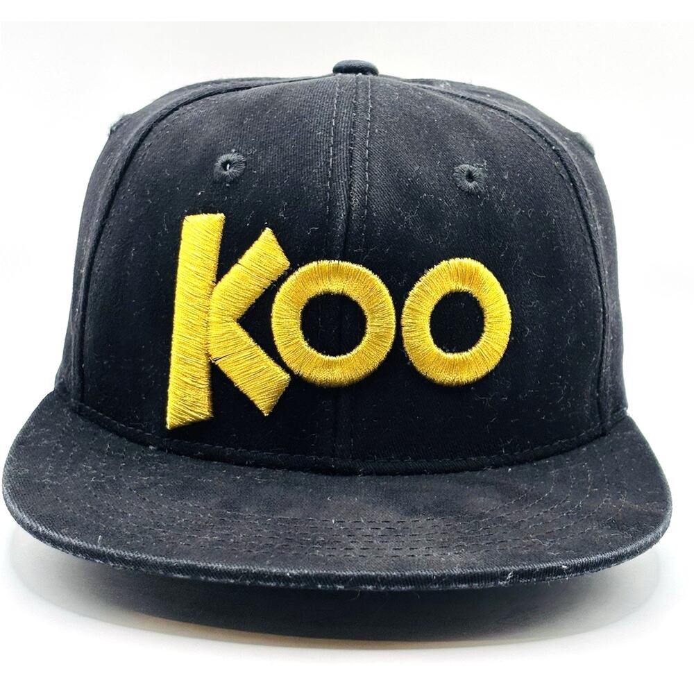 Koo Koo Kanga Roo Black and Gold Flat Bill Baseball Cap SnapBack Adjustable